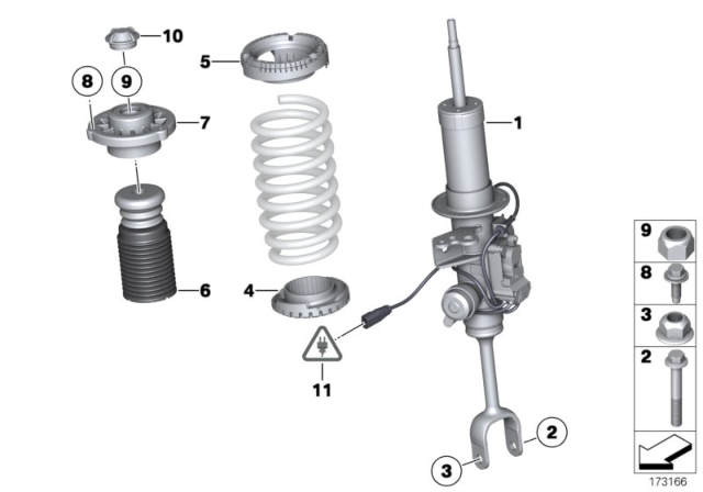 2015 BMW 550i GT  Front Left Strut Shock Spring Absorber Assembly Diagram for 37116863115