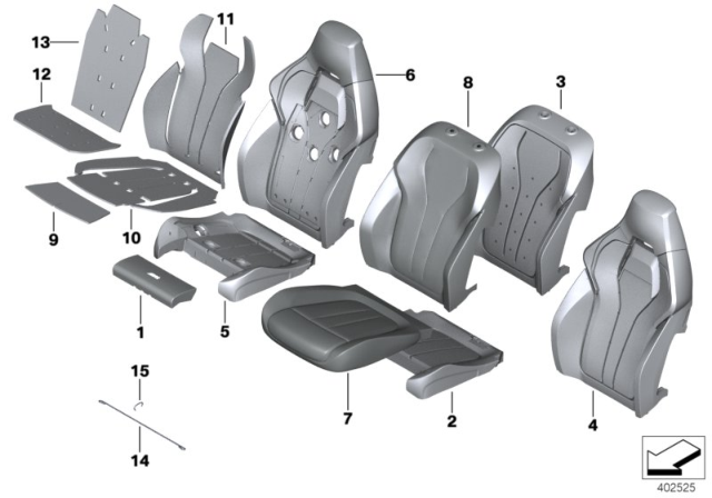 2015 BMW X5 M Heating Element, Thigh Support Diagram for 52108060762