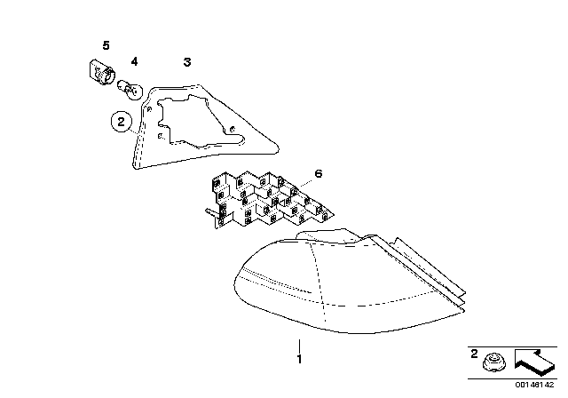 2004 BMW 760i  Tail Light Pc-Board, Side Panel, Left Diagram for 63217162077
