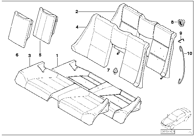 2004 BMW 330Ci Cover Backrest, Leather Diagram for 52208255077