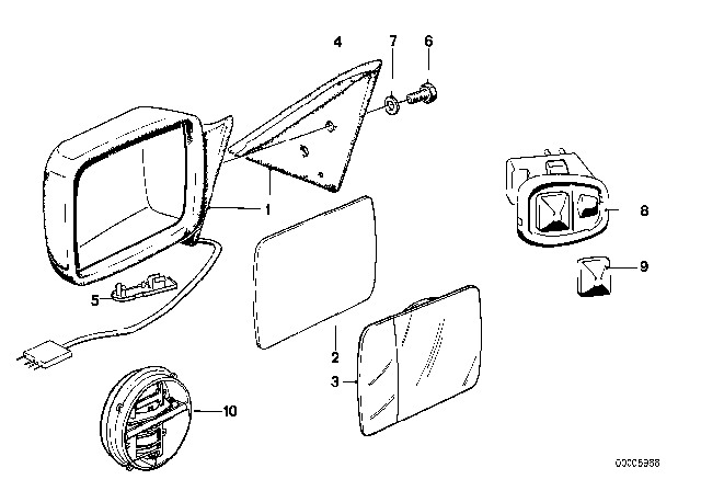 1987 BMW 325e  Mirror Switch With Change-Over Switch Diagram for 61311369331