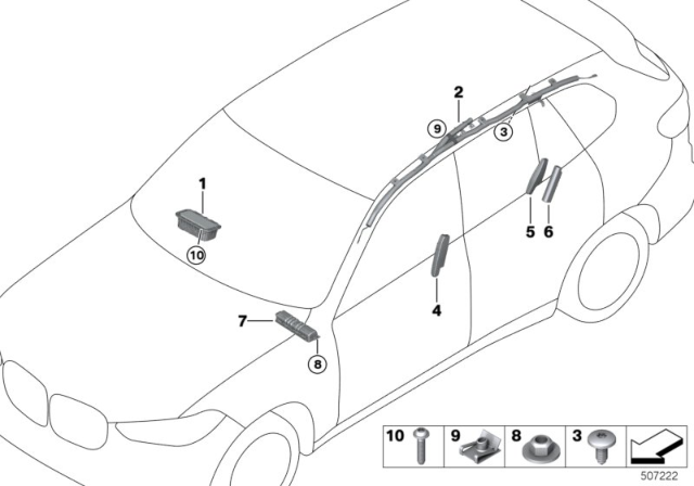 2020 BMW X7 SIDE AIRBAG, SEAT, REAR LEFT Diagram for 72127483705