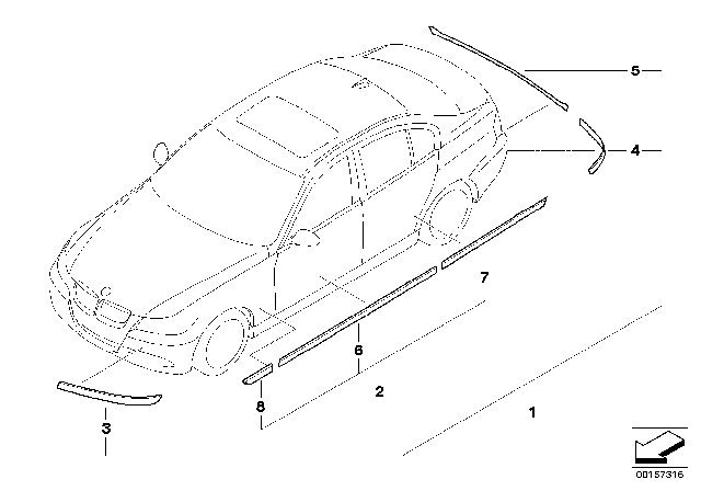 2006 BMW 325i Bumper Guard, Primed, Front Right Diagram for 51117140716