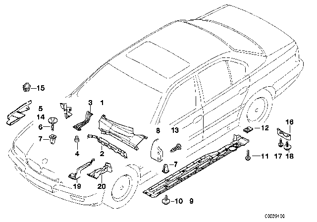 2001 BMW 740i  Deflector Lip Right Diagram for 51717000340