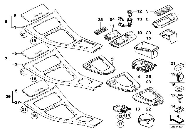 2009 BMW 335i xDrive  Set Decorative Strips, Poplar Woodgrain Diagram for 51166964267