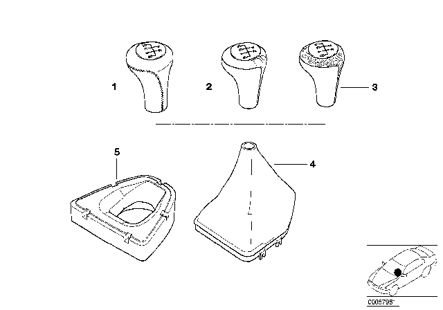 2003 BMW X5  Dark Burl Walnut Gear Shift Knob/6 Speed Diagram for 25111222968