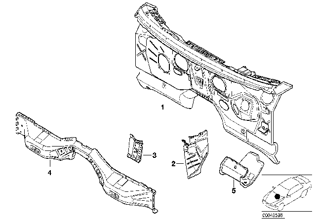 2005 BMW X5  Supporting Strut, Front Wall Centre Diagram for 41118265544