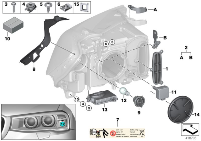 2014 BMW X3  Headlight Bulb Diagram for 63128523990