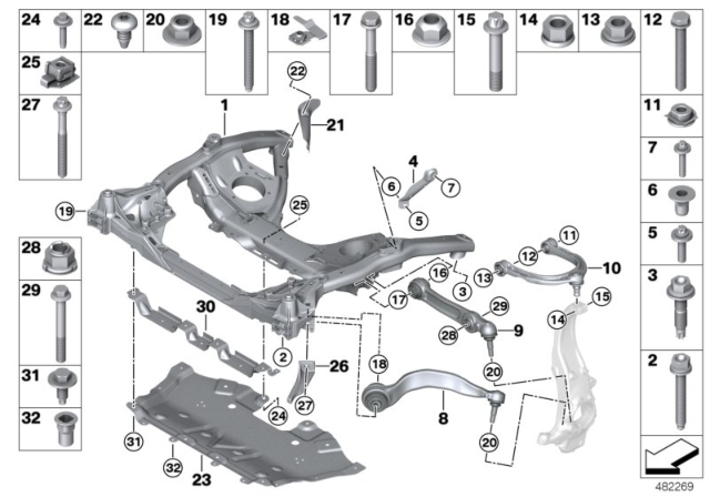 2017 BMW 530i  Hex Nut With Flange Diagram for 31106799668