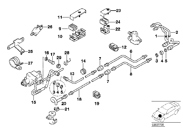 2001 BMW 750iL  Return Pipe Diagram for 37131092354