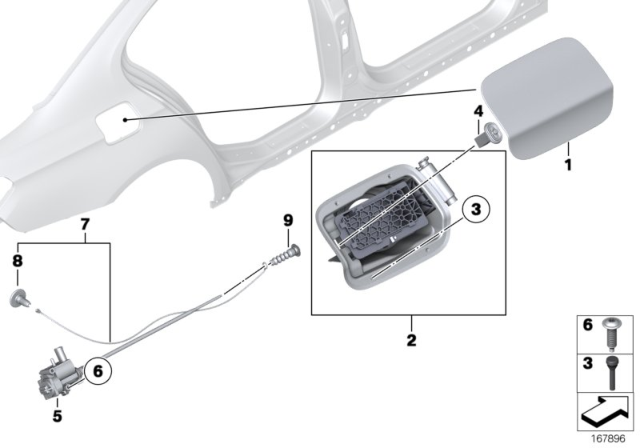 2014 BMW 750i xDrive Filler Flap Emergency Actuator Pull Strap Diagram for 51252755092