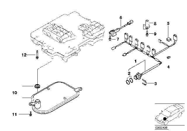 2006 BMW 330Ci  Wiring Harness With Temperature Sensor Diagram for 24341423873