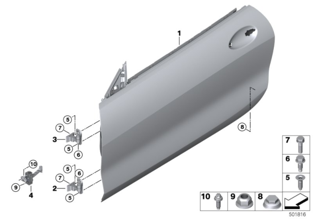 2020 BMW M850i xDrive Gran Coupe  DOOR FRONT LEFT Diagram for 41007455097