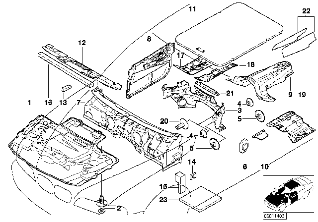 2000 BMW M5  Sound Insulating Door Front Left Diagram for 51487055929