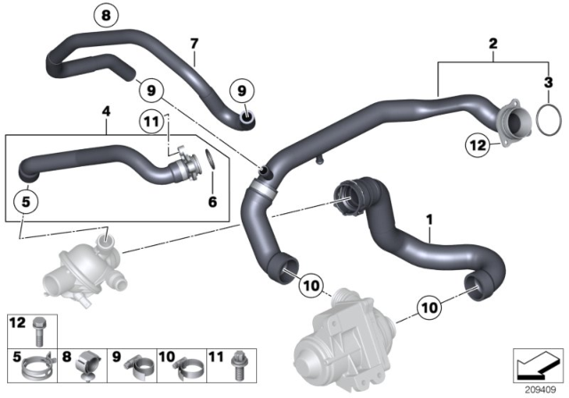 2011 BMW X6  Water Hose Diagram for 11537585023