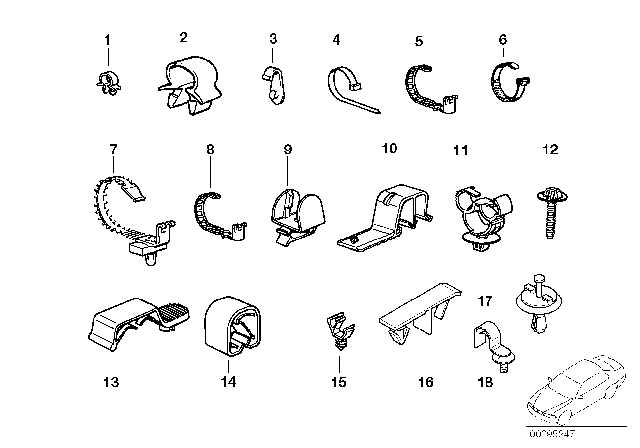 1995 BMW M3 Hose Clamp/Cable Clamp Diagram for 61138367273