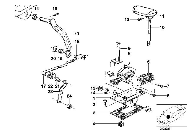 1986 BMW 325e Selector Lever Diagram for 24511215168