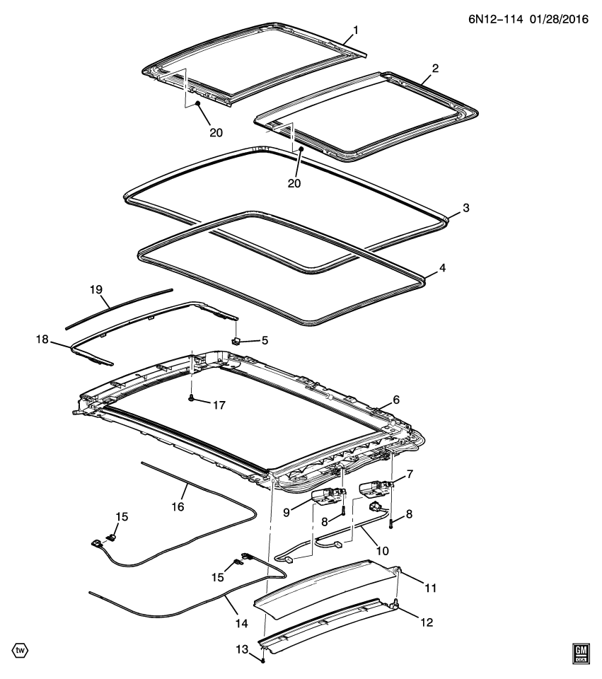 GM 84990051 Sunroof Frame