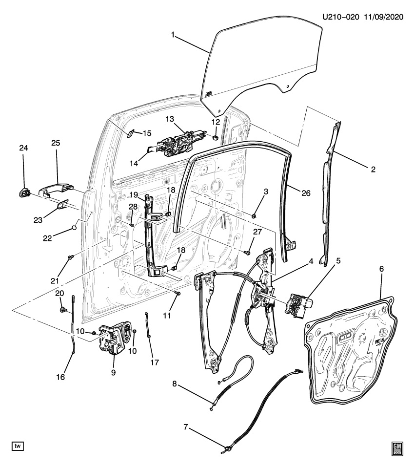 GM 11611356 Bolt, Rear Side Door Window Front Channel