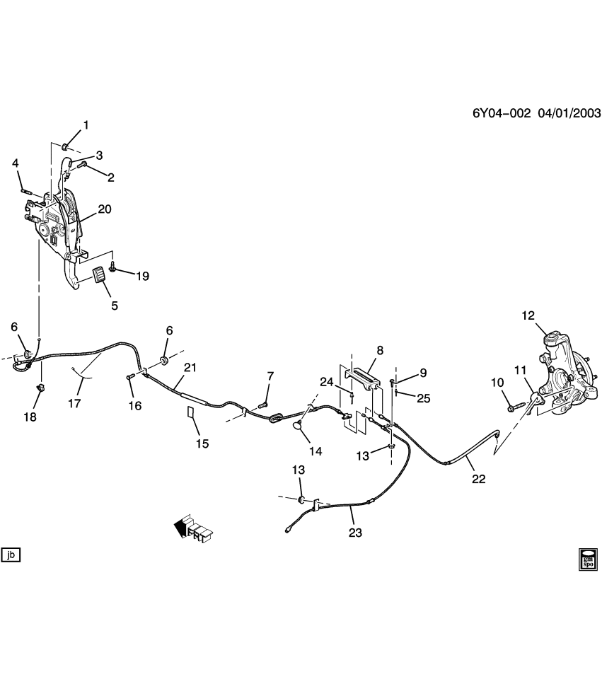 GM 19169104 Cable Asm, Parking Brake Front
