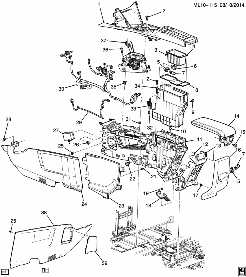 GM 22958894 Console Asm-Front Floor *Titanium