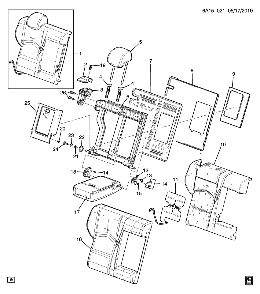 GM 84091594 Cover Asm-Rear Seat Back *Black