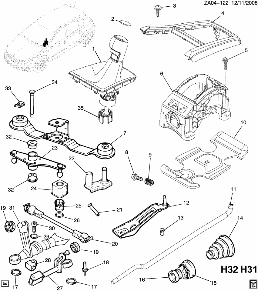 GM 93182203 Shaft, Manual Transmission Control Rear