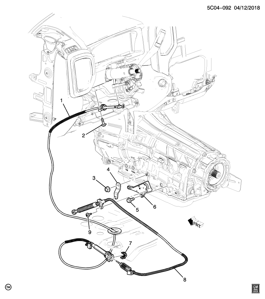 GM 23387812 LEVER ASM-A/TRNS RANGE SEL LVR CBL