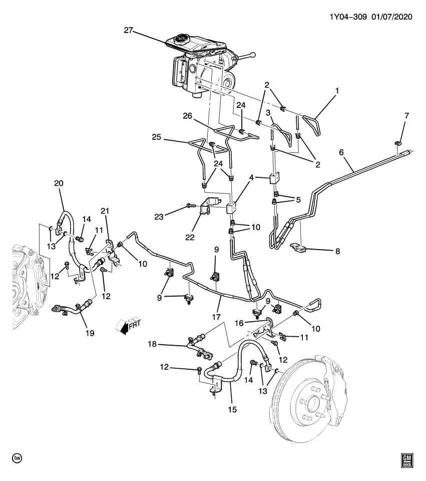GM 84640580 BRACKET-FRT BRK PIPE