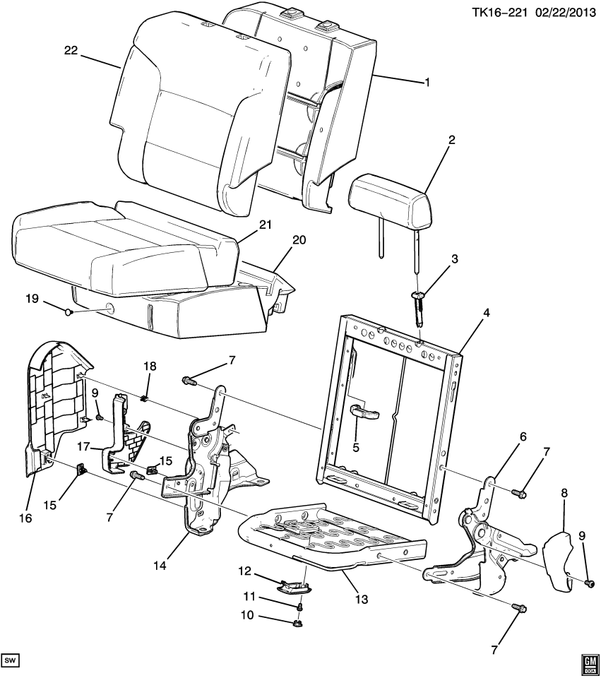 GM 22944288 Cover Asm-Rear Seat Back *Black