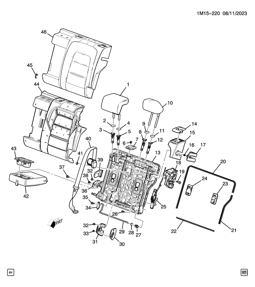 GM 86813114 RETRACTOR ASM-R/SEAT CTR BELT *BACKEN BLACKK