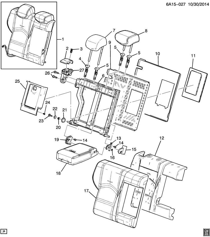 GM 22764228 Restraint Asm-Rear Seat Center Head *Platinum