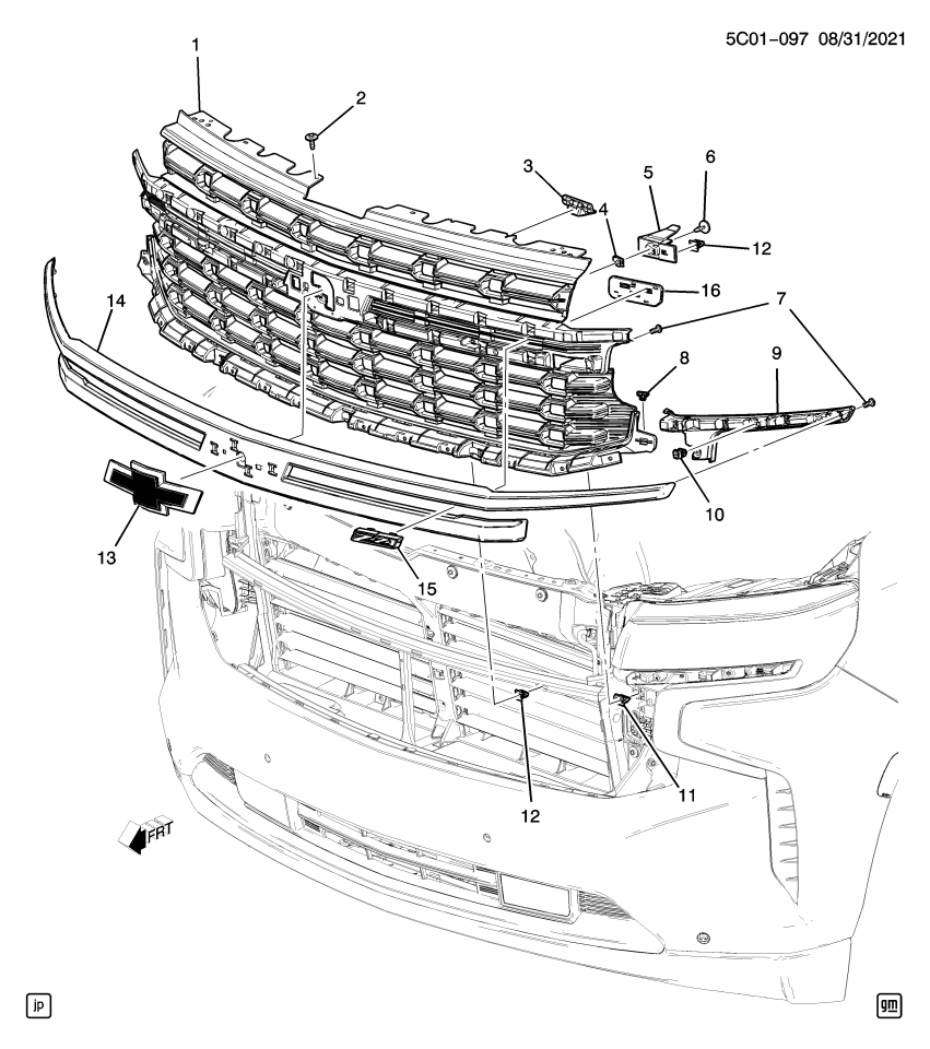 GM 84634399 PLATE-FRT GRL EMB BKG