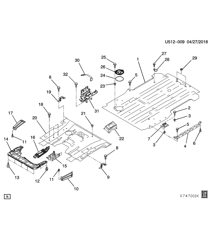 GM 19316817 Bolt, Front Compartment Side Rail