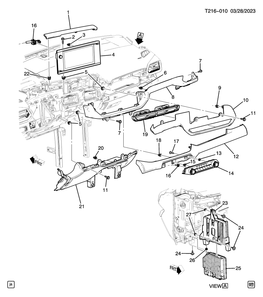 GM 85022784 PANEL ASM-I/P LWR TR *BACKEN BLACKK