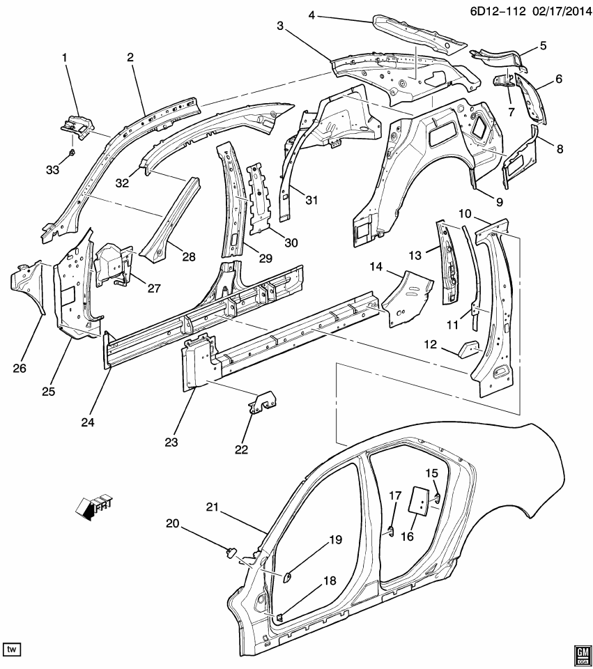 GM 20906028 Reinforcement-Center Pillar Upper