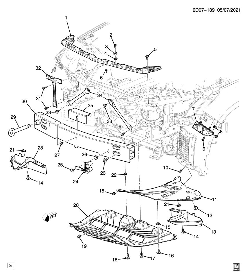 GM 84432243 DEFLECTOR-FRT BPR FASCIA CTR AIR