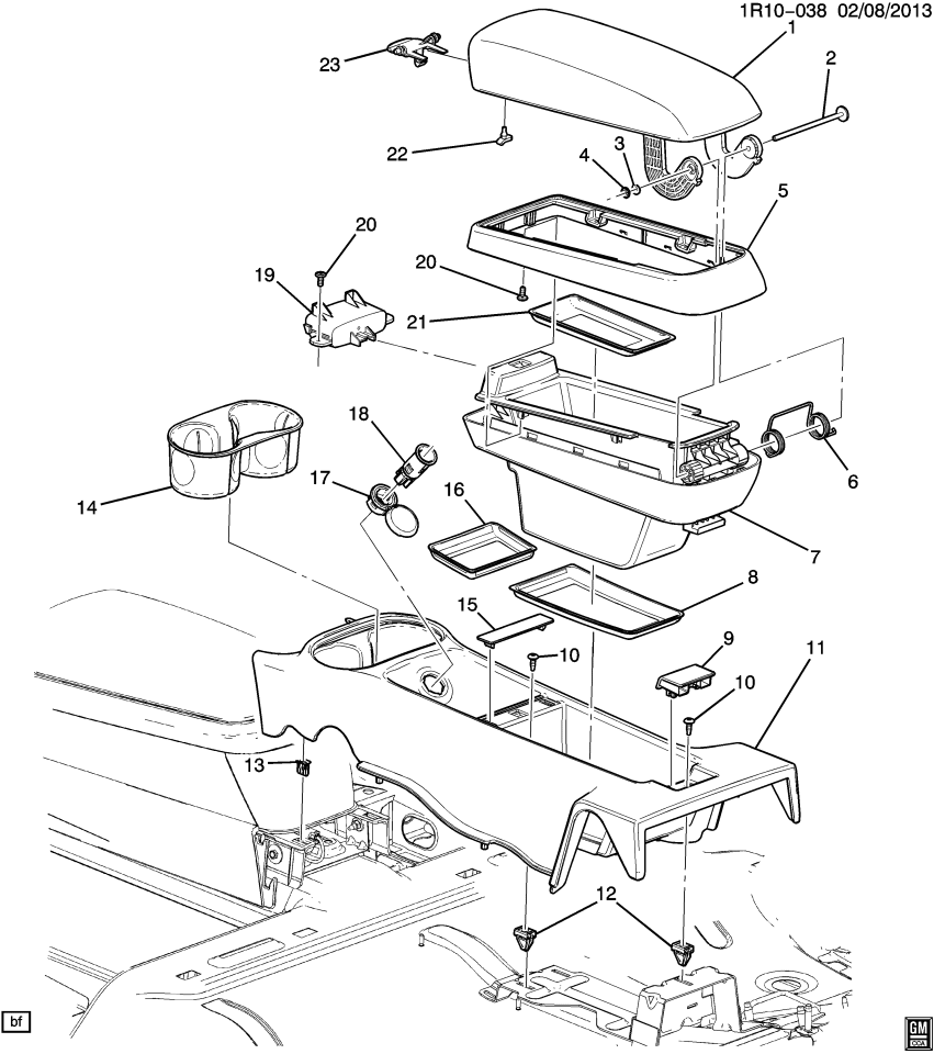 GM 22922339 Liner-Rear Floor Console Compartment *Black