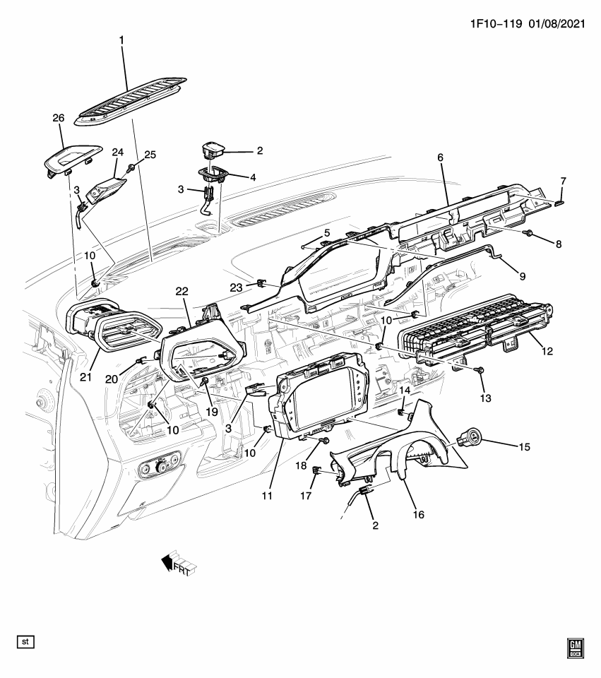 GM 42774365 OUTLET ASM-I/P CTR AIR *JET BLACK