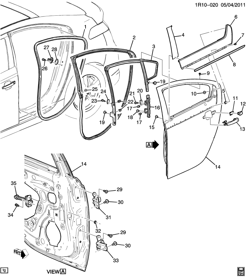 GM 25976929 Retainer-Rear Side Door Weatherstrip