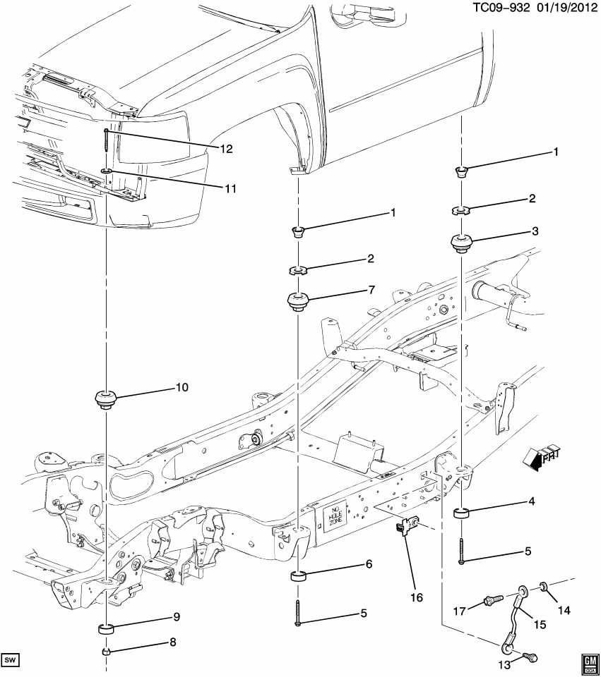 GM 11569647 Nut - U/Spring