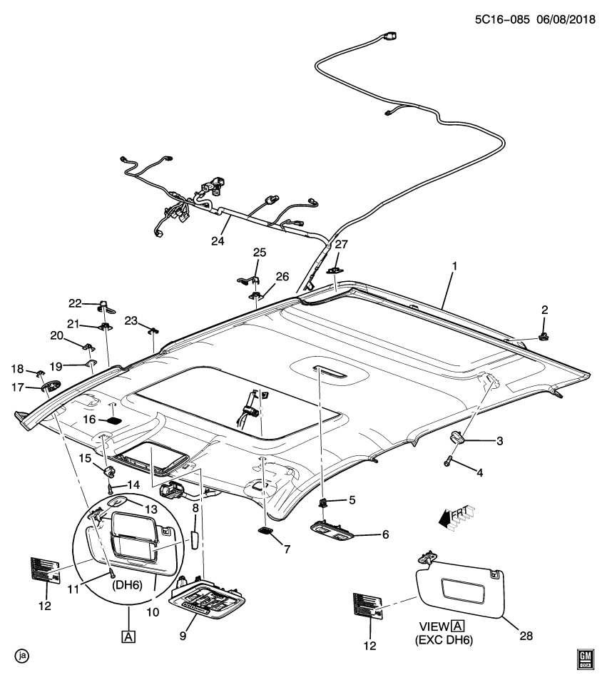 GM 85131826 LAMP ASM-R/SEAT POSN CTR RDG & CTSY *JET BLACK