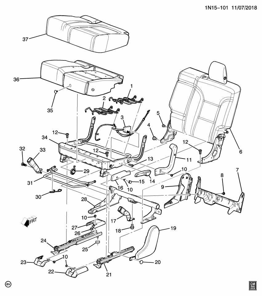 GM 11547949 Bolt, Rear Seat Back Frame
