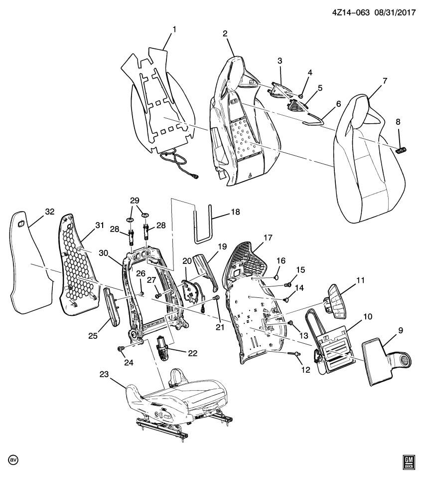 GM 39075815 RETAINER-F/SEAT BK PAD SUPT