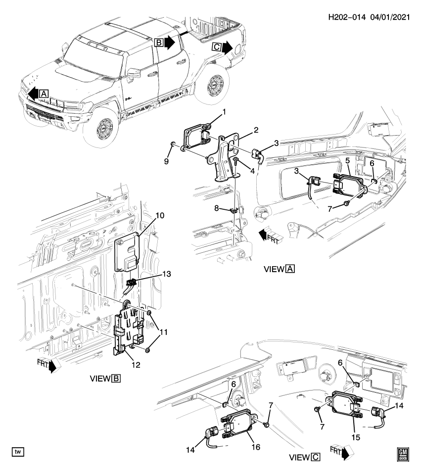 GM 84875778 BRACKET-FWD RANGE RADAR