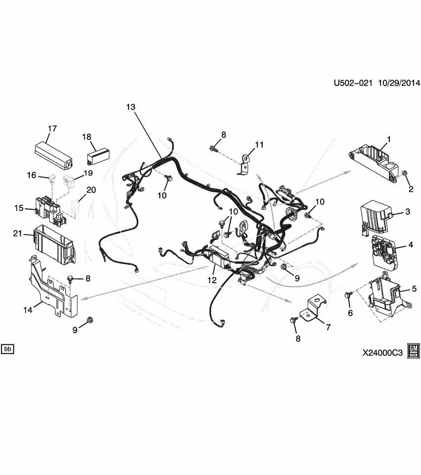 GM 19316152 Nut, Engine Wiring Harness