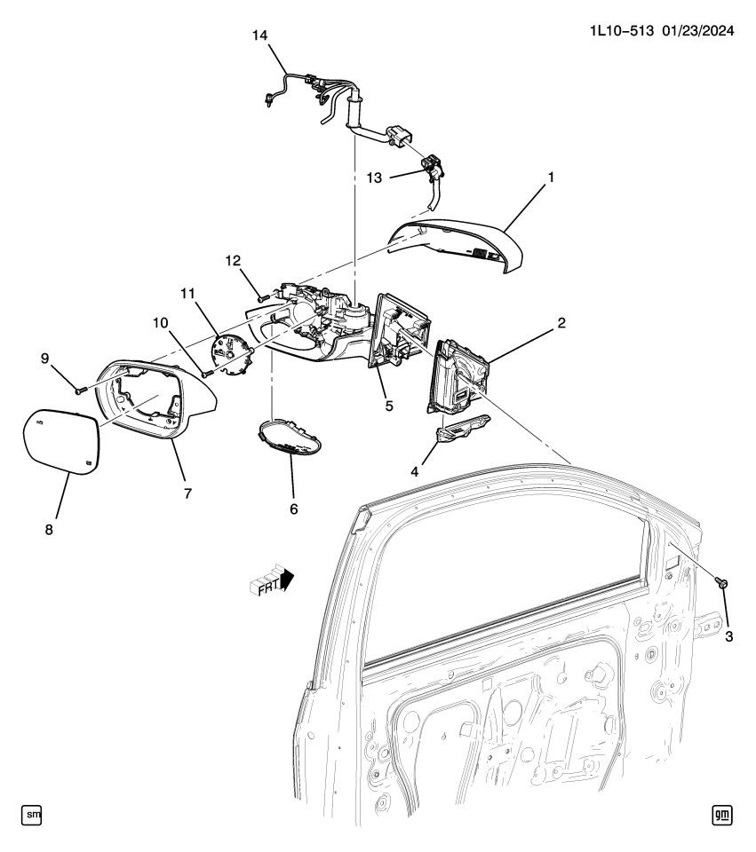 GM 26471313 GASKET,O/S RR VIEW MIR