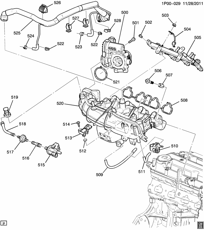 GM 55566662 Charging Air Bypass Valve Vacuum Hose