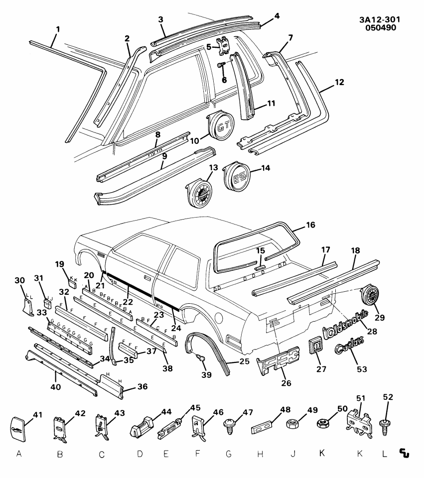 GM 20595597 Molding Asm-O/P Rear Of Front W/Opening Center *Black