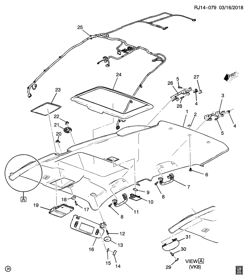 GM 42355937 Washer-Folding Top Headlining Side Trim Panel